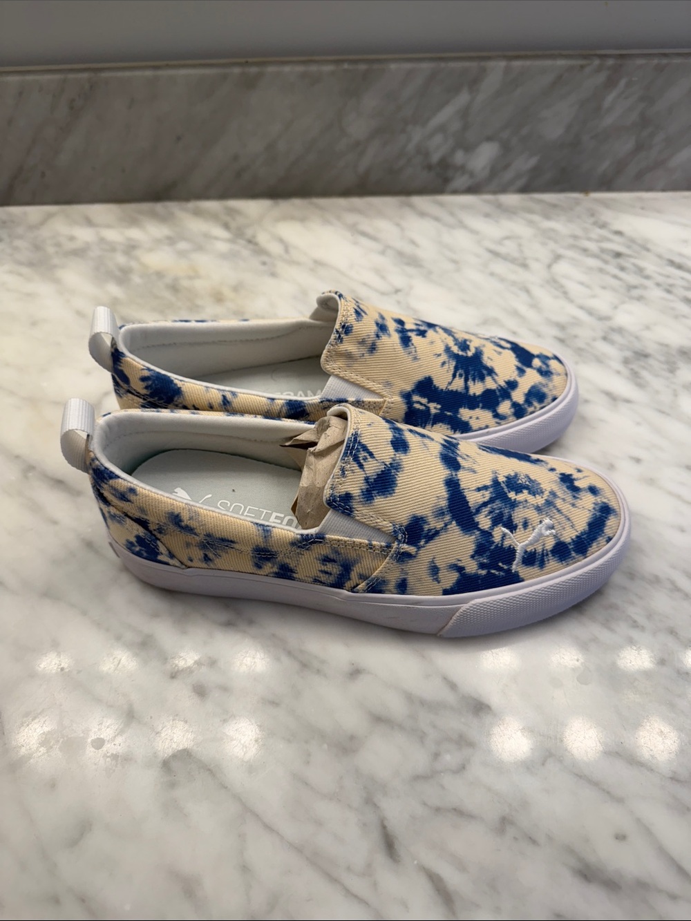 Puma Tie-Dye Slip-On Flats - Blue & Cream